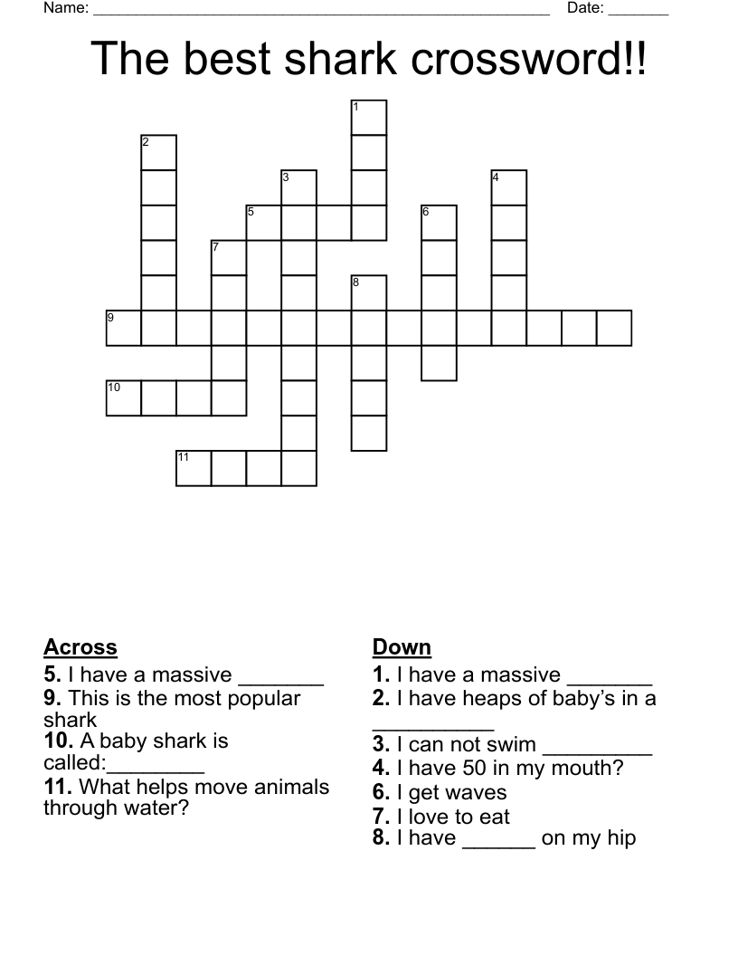 The best shark crossword!!