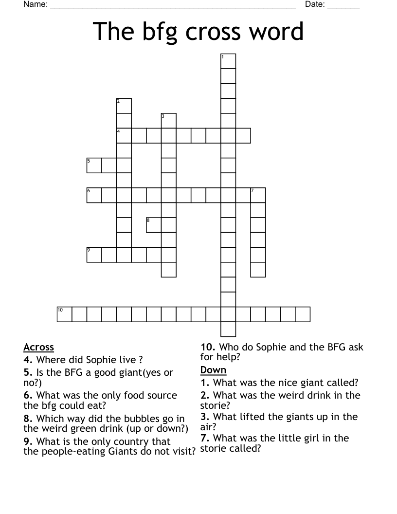 The bfg cross word