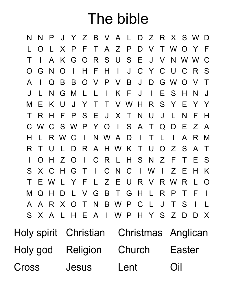 The bible  Word Search