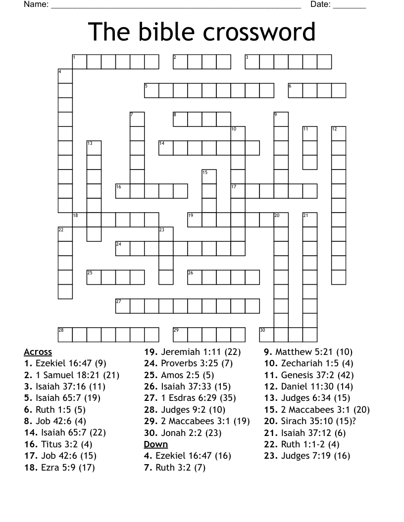 The bible crossword