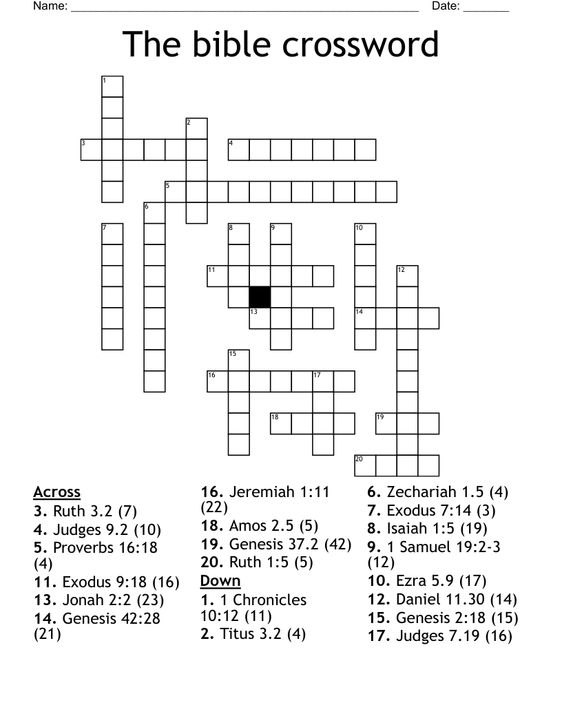 The bible crossword