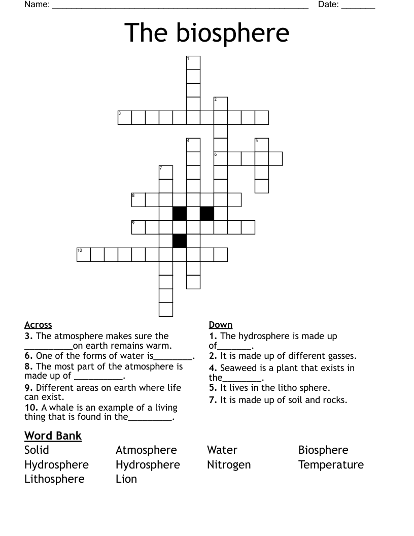 The biosphere Crossword