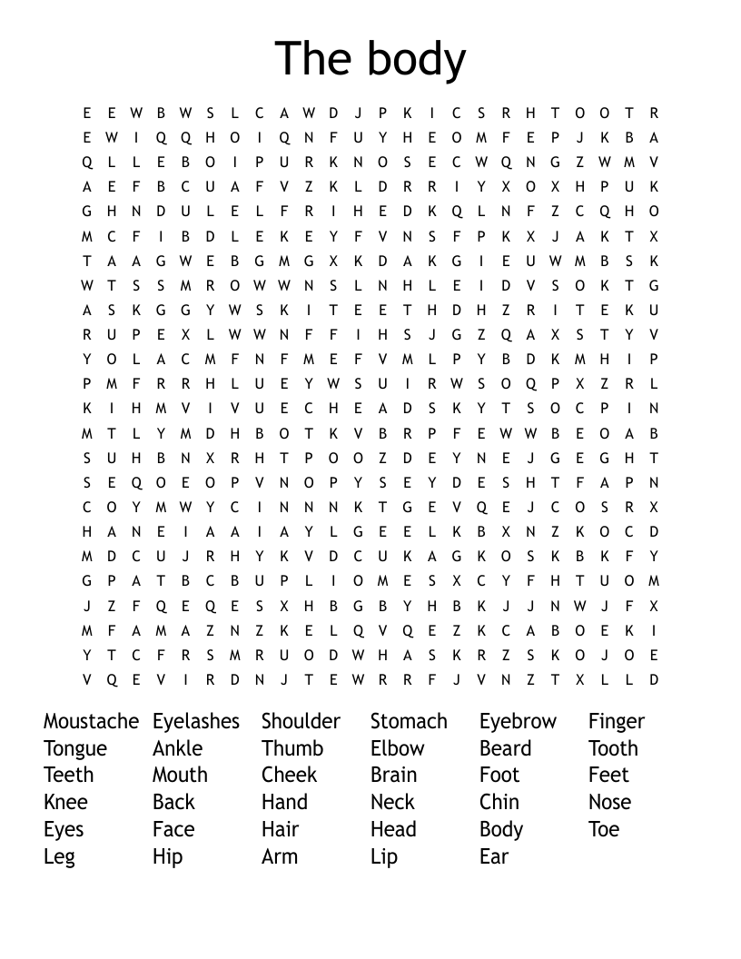 The body Word Search