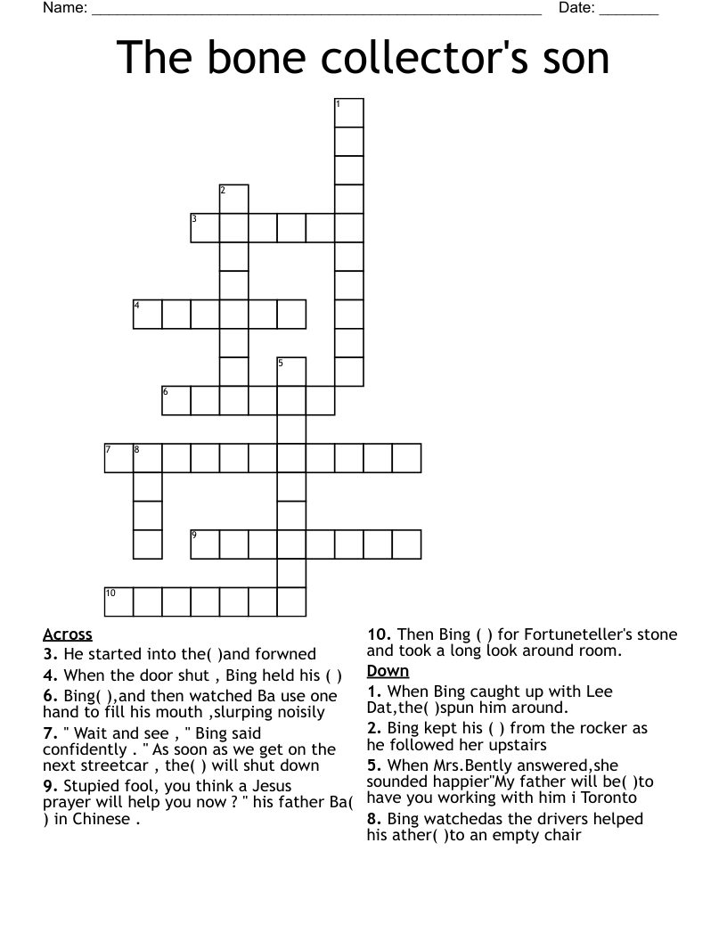 The bone collector's son Crossword