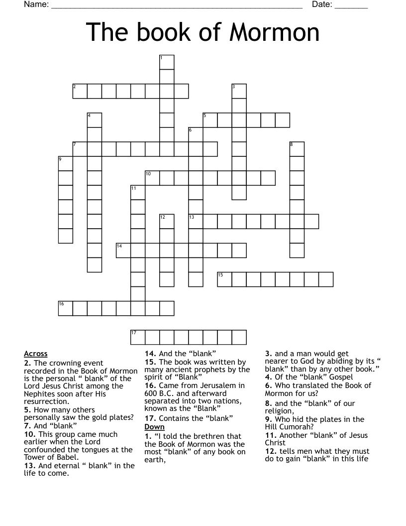 The book  of Mormon Crossword