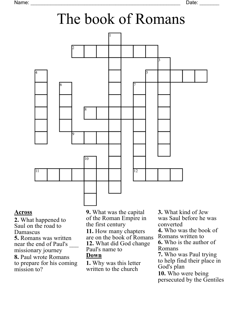 The book of Romans Crossword