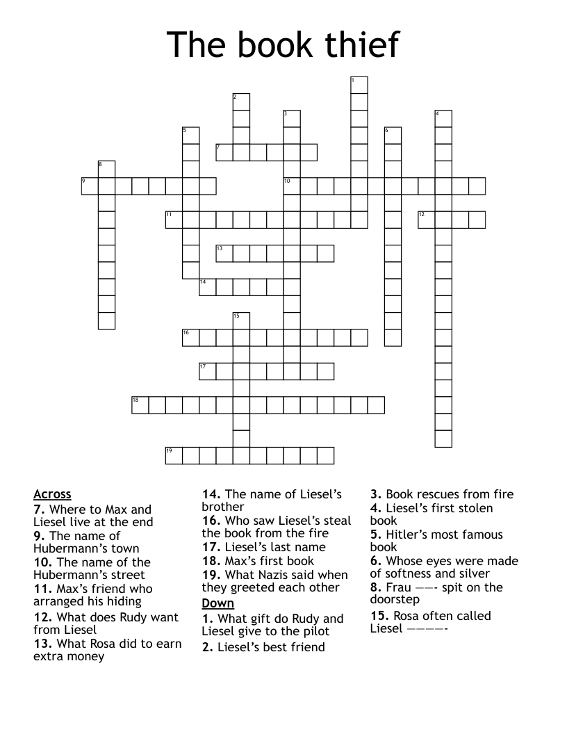 The book thief Crossword