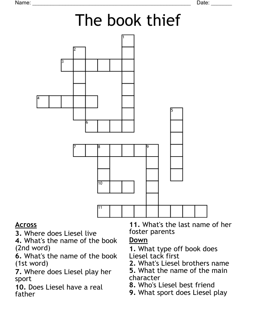 The book thief Crossword
