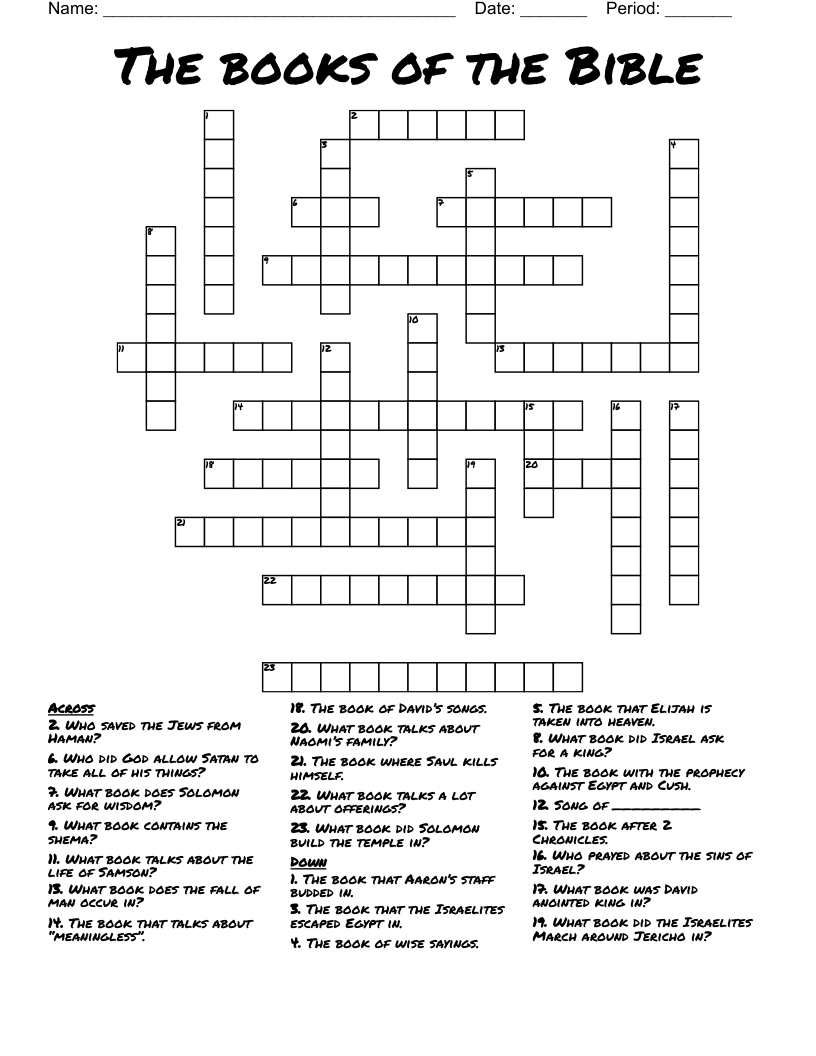 The books of the Bible  Crossword