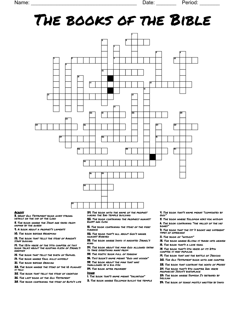 The books of the Bible  Crossword