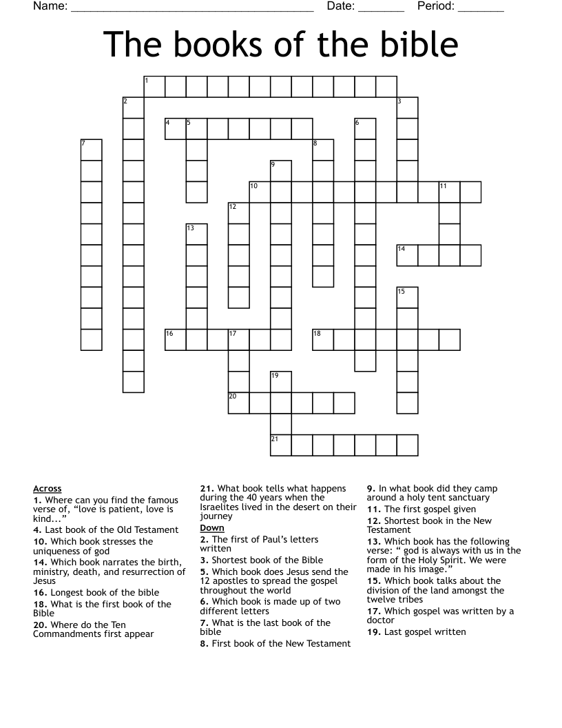 The books of the bible Crossword