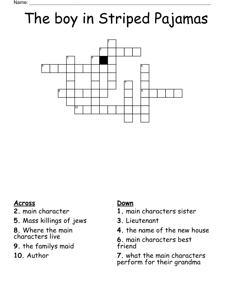 The boy in Striped Pajamas Crossword