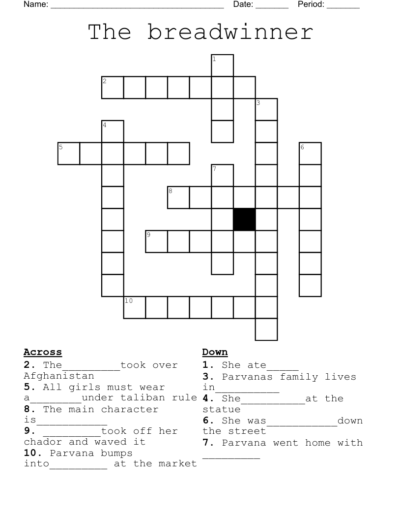 The breadwinner Crossword