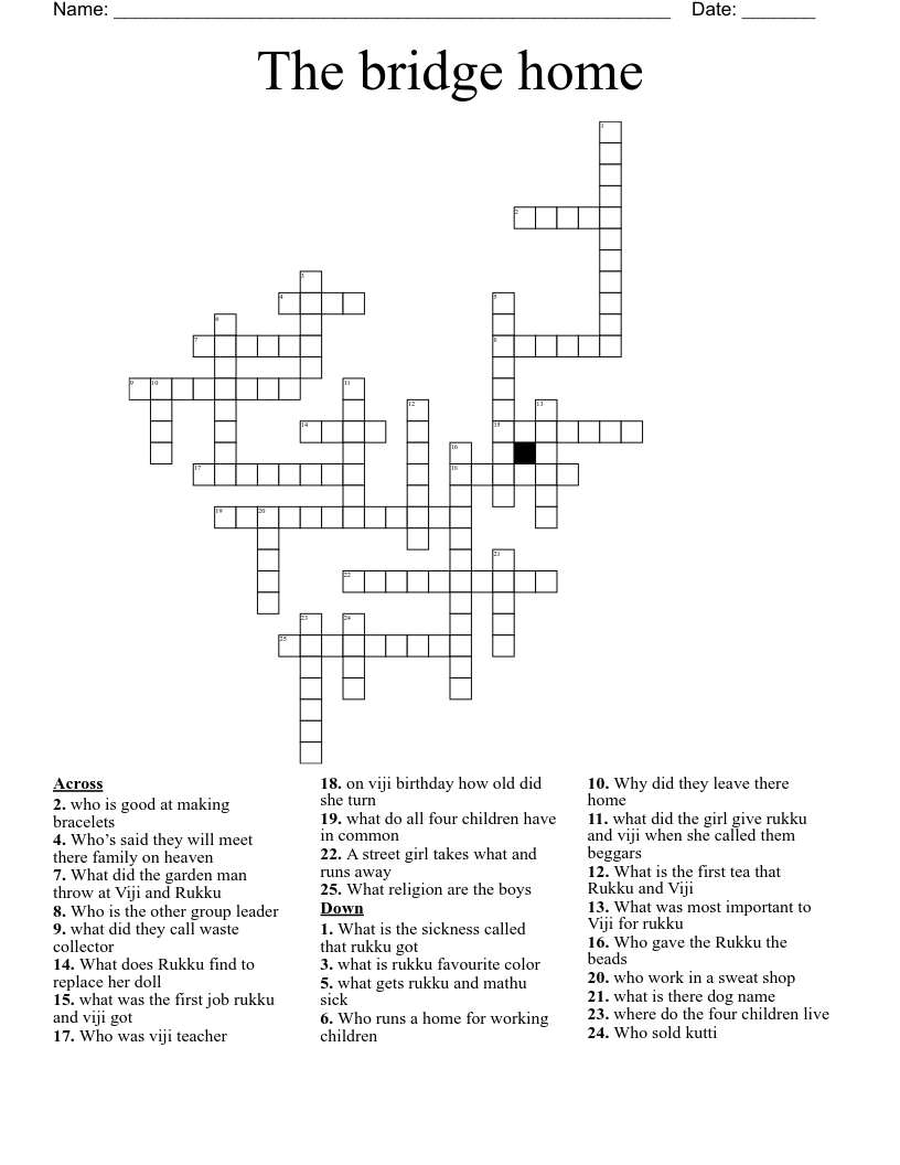 The bridge home Crossword