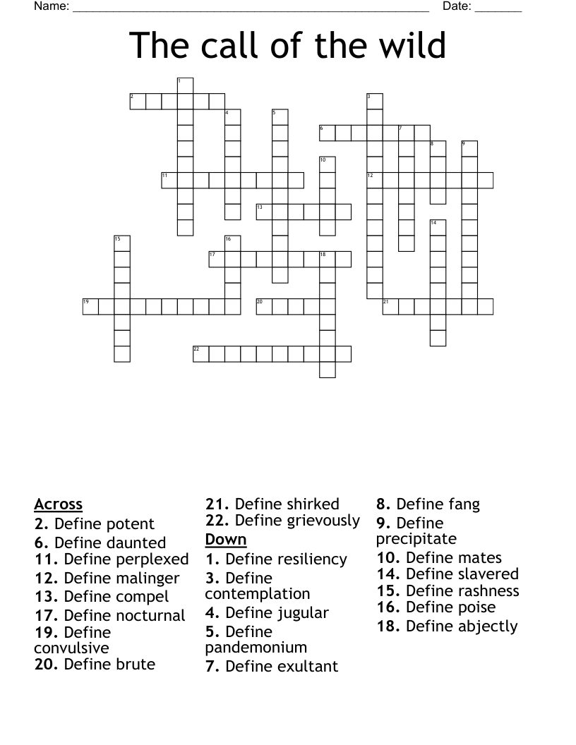 The call of the wild Crossword