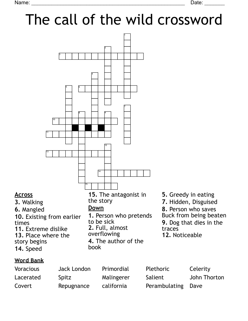 The call of the wild crossword