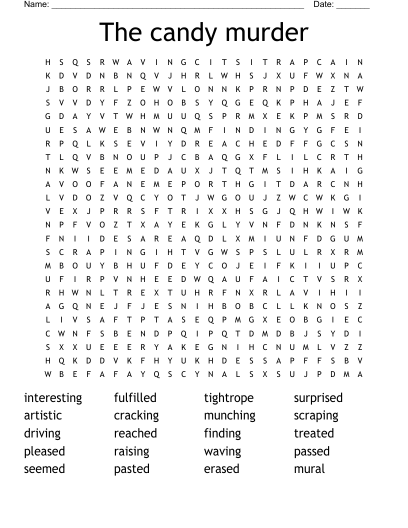 The candy murder Word Search