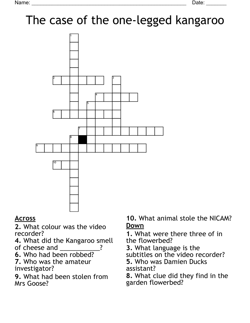 The case of the one-legged kangaroo Crossword