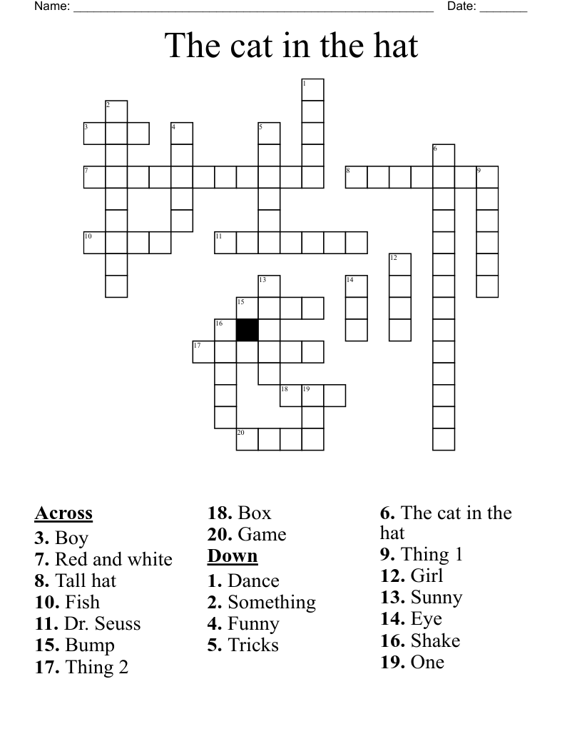 The cat in the hat Crossword