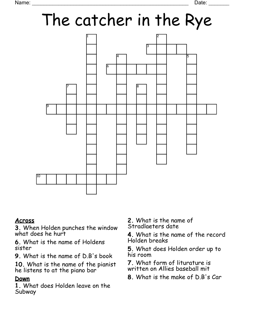 The catcher in the Rye Crossword