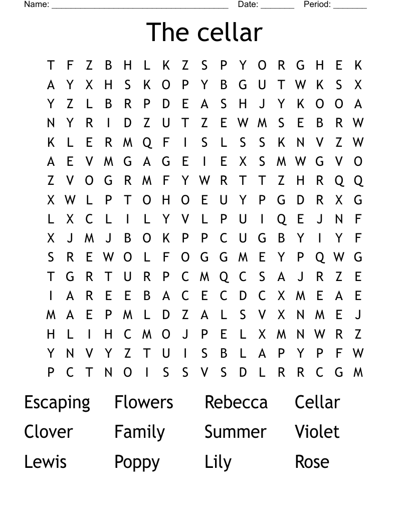 The cellar Word Search
