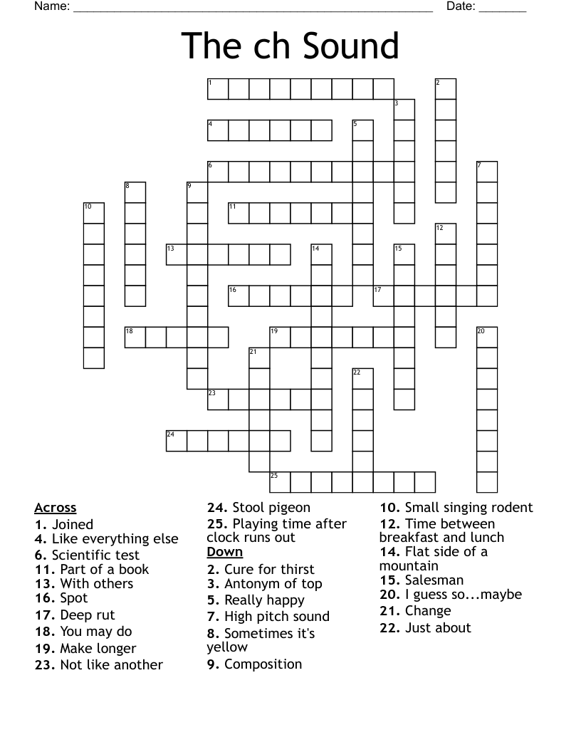 The ch Sound Crossword