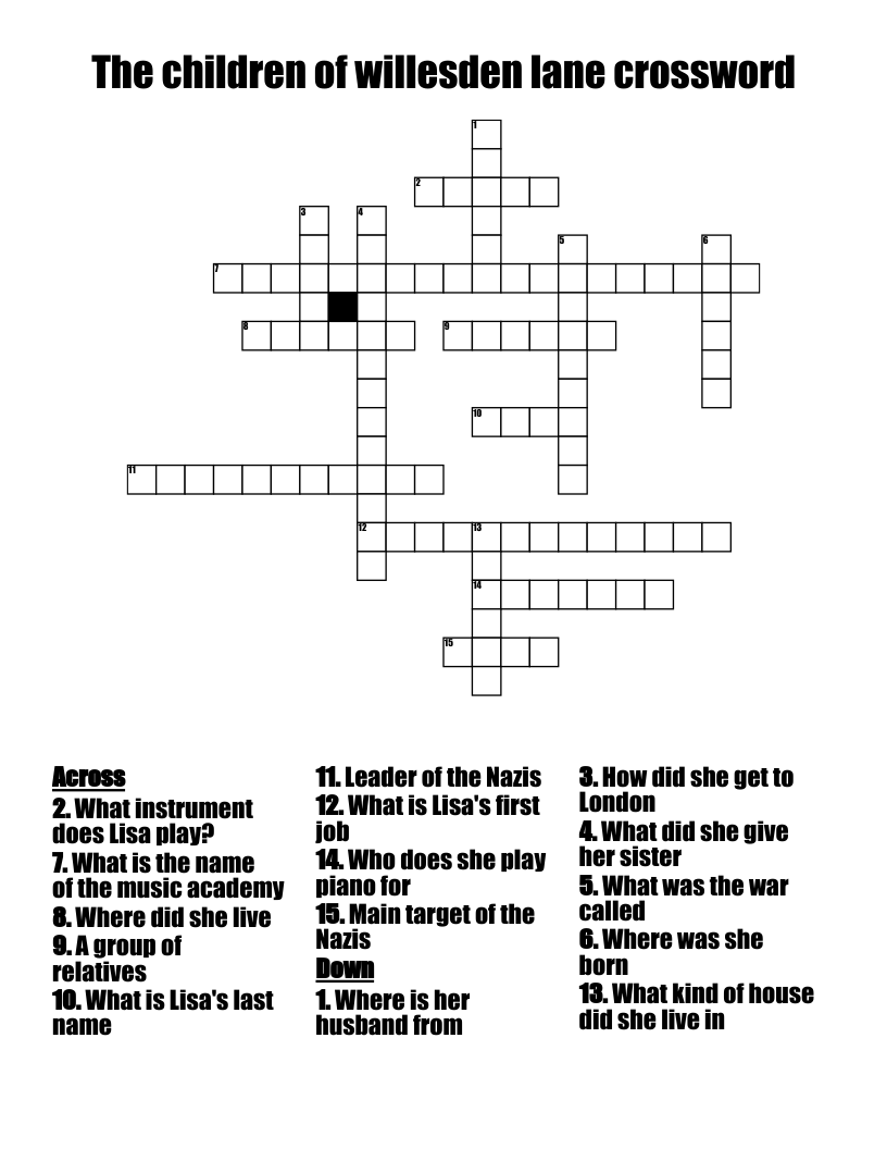 The children of willesden lane crossword