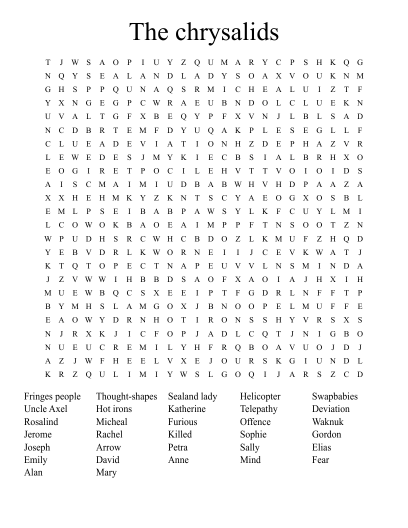 The chrysalids Word Search