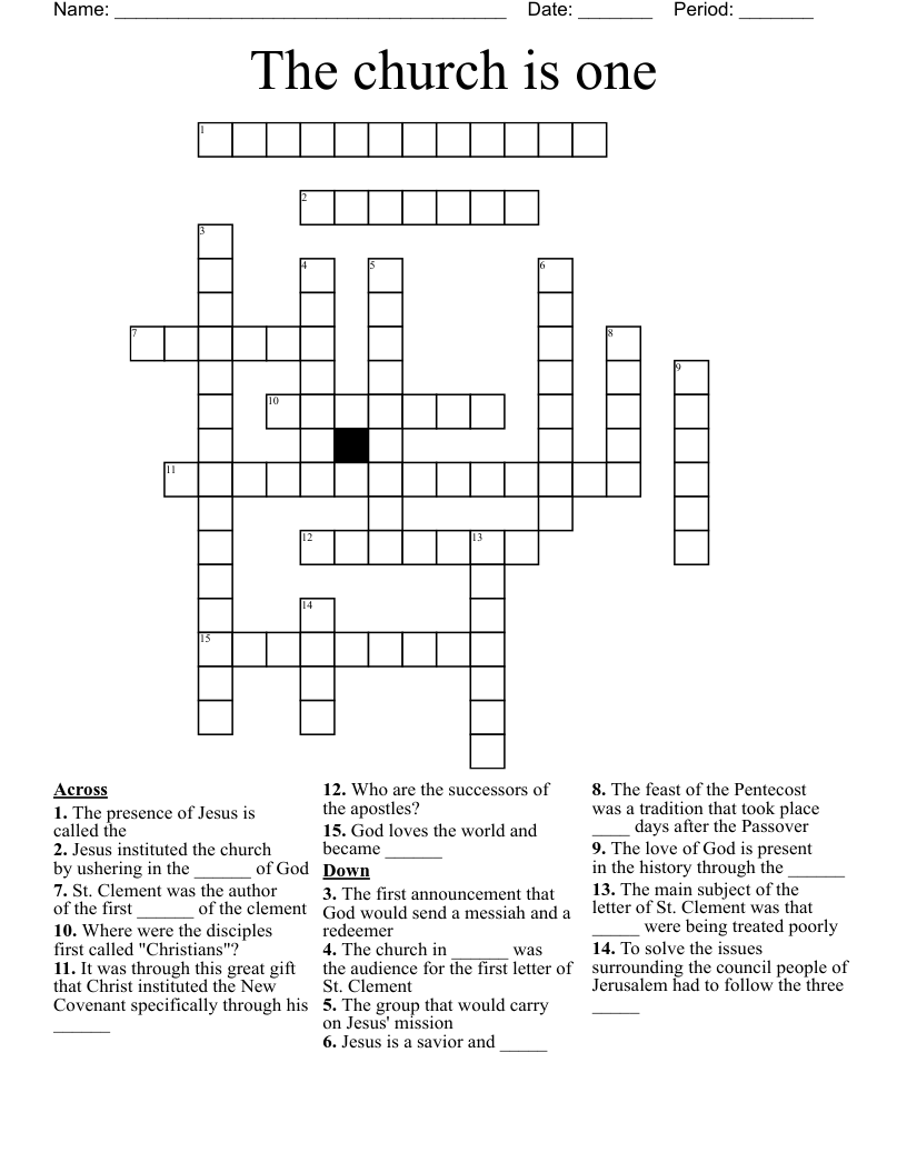 The church is one Crossword
