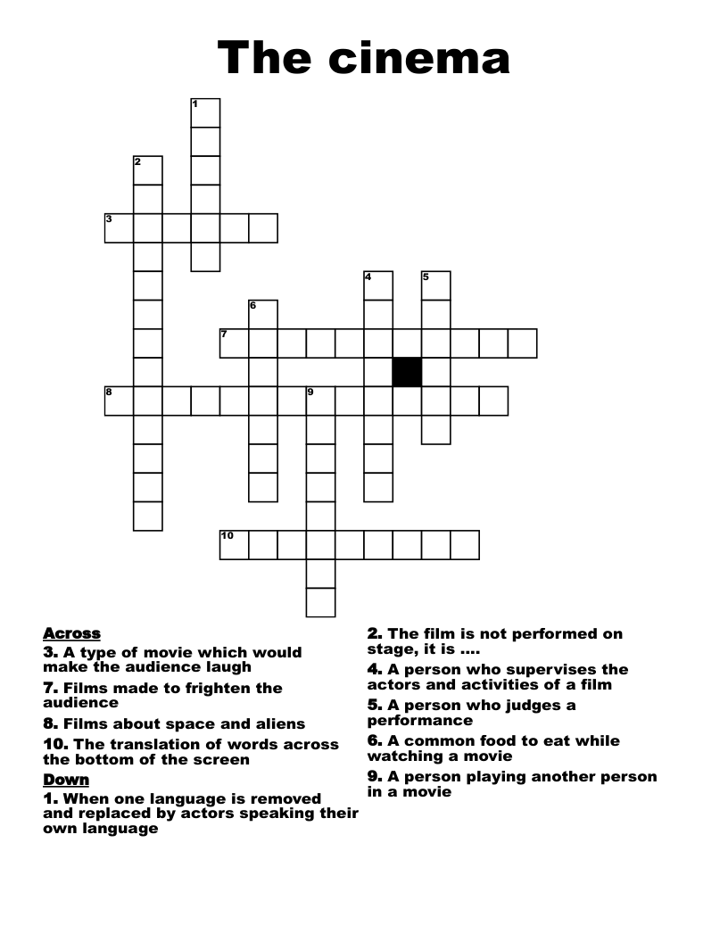 The cinema Crossword