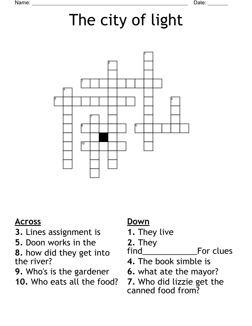 The city of light Crossword