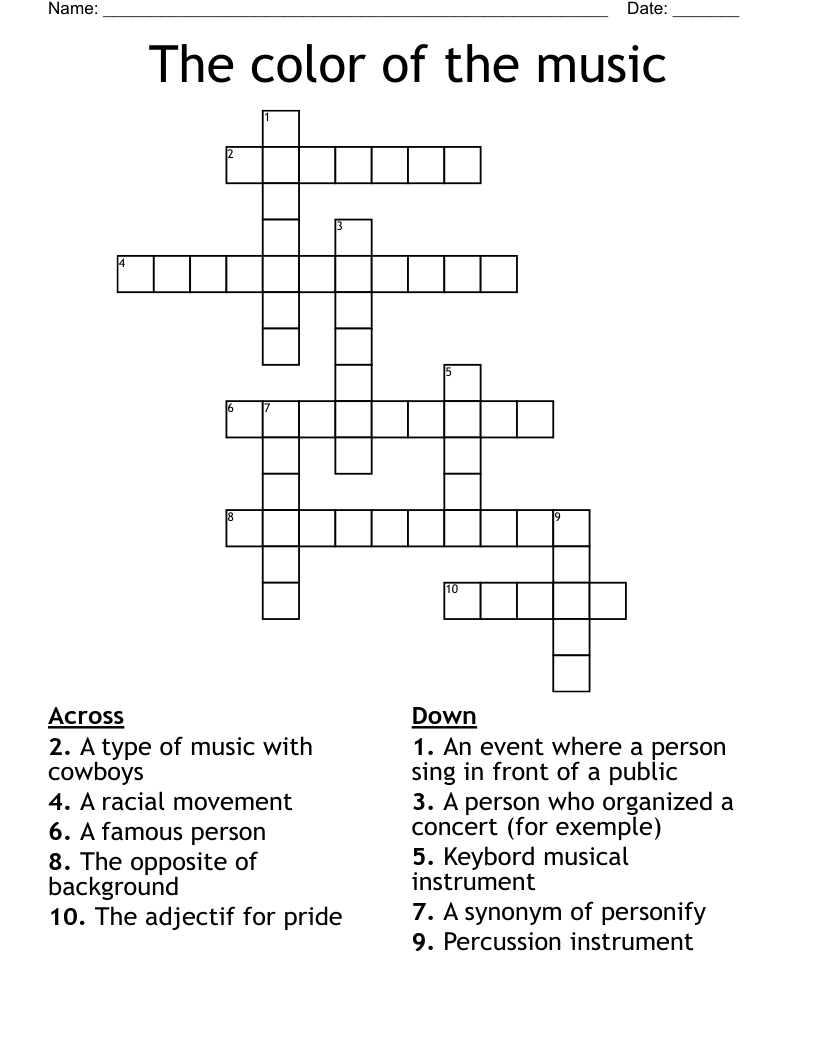 The color of the music Crossword