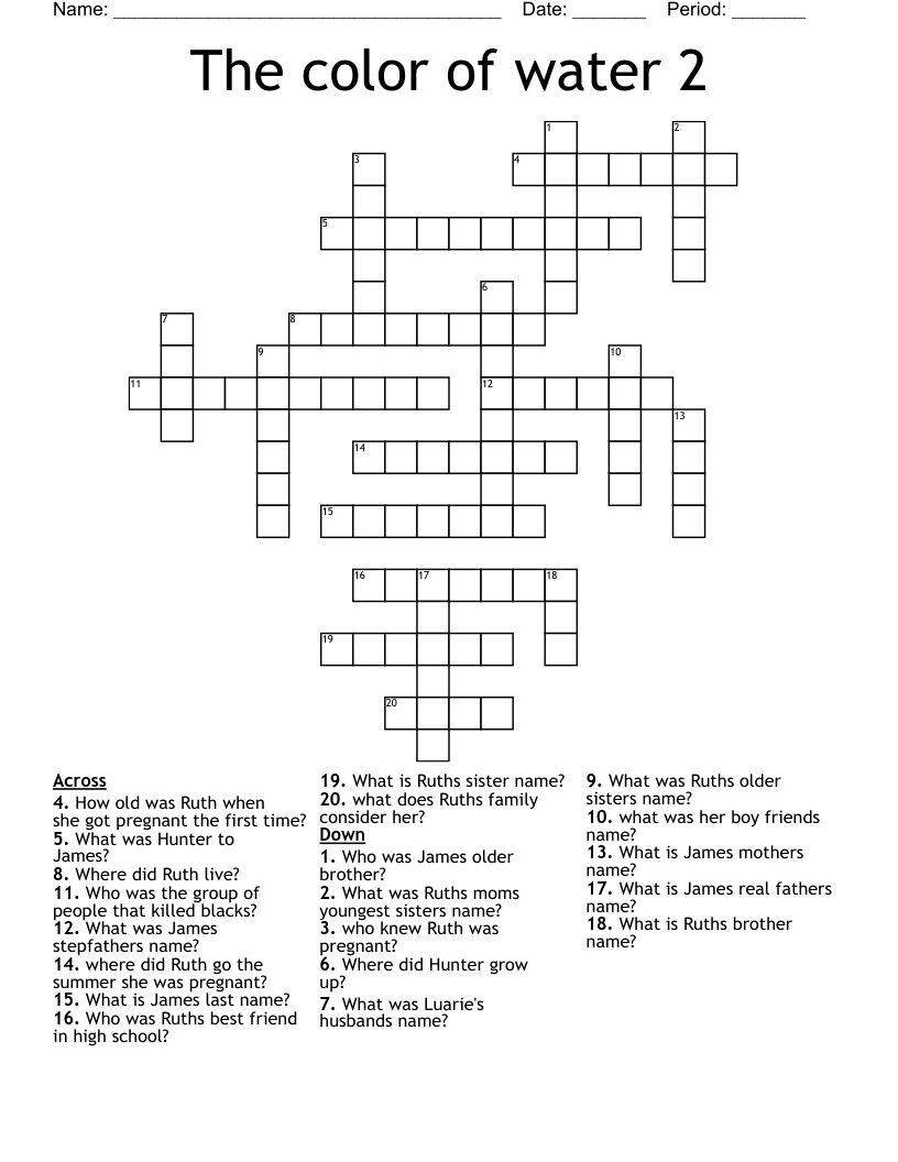 The color of water 2 Crossword