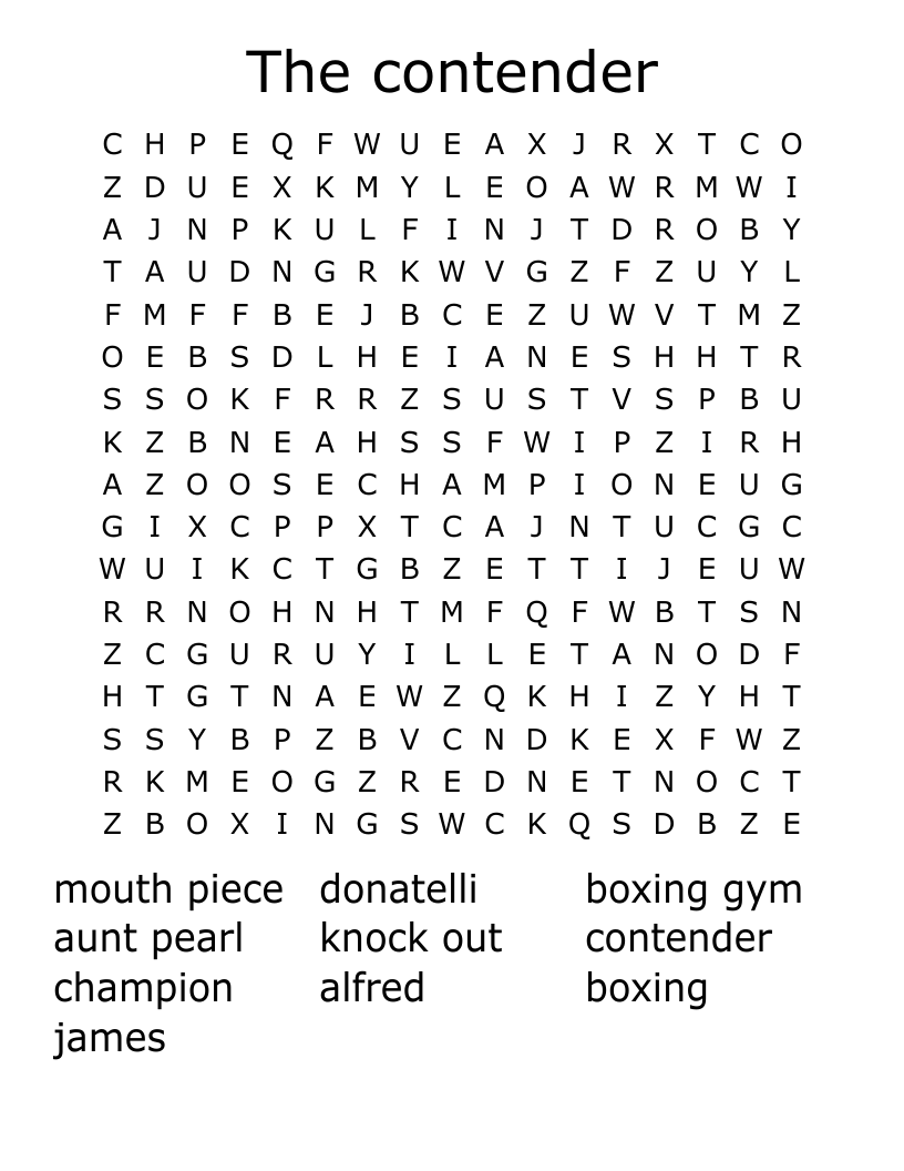 The contender Word Search