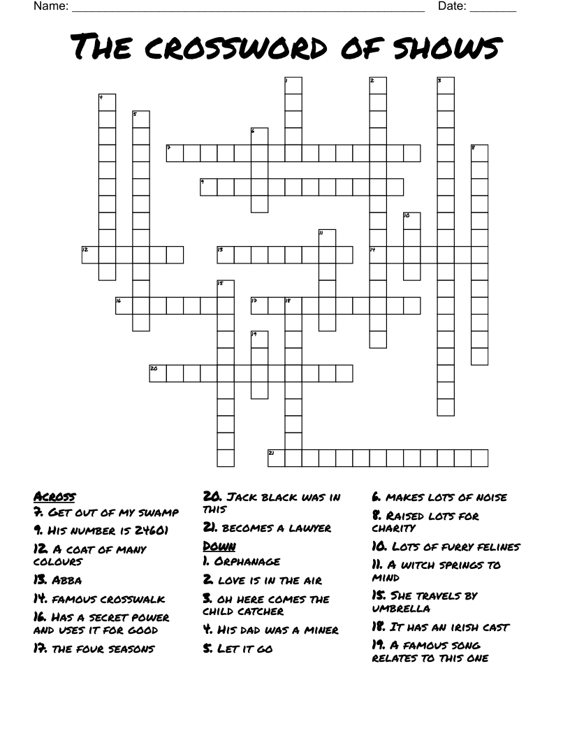 The crossword of shows