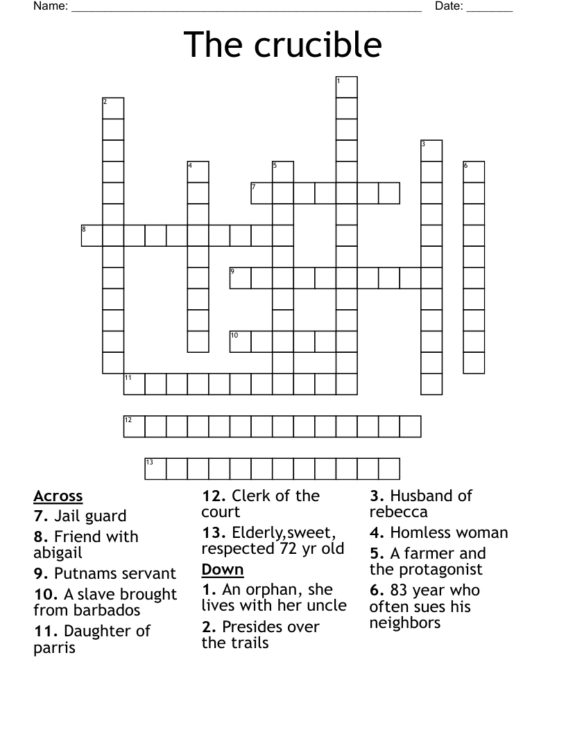 The crucible Crossword
