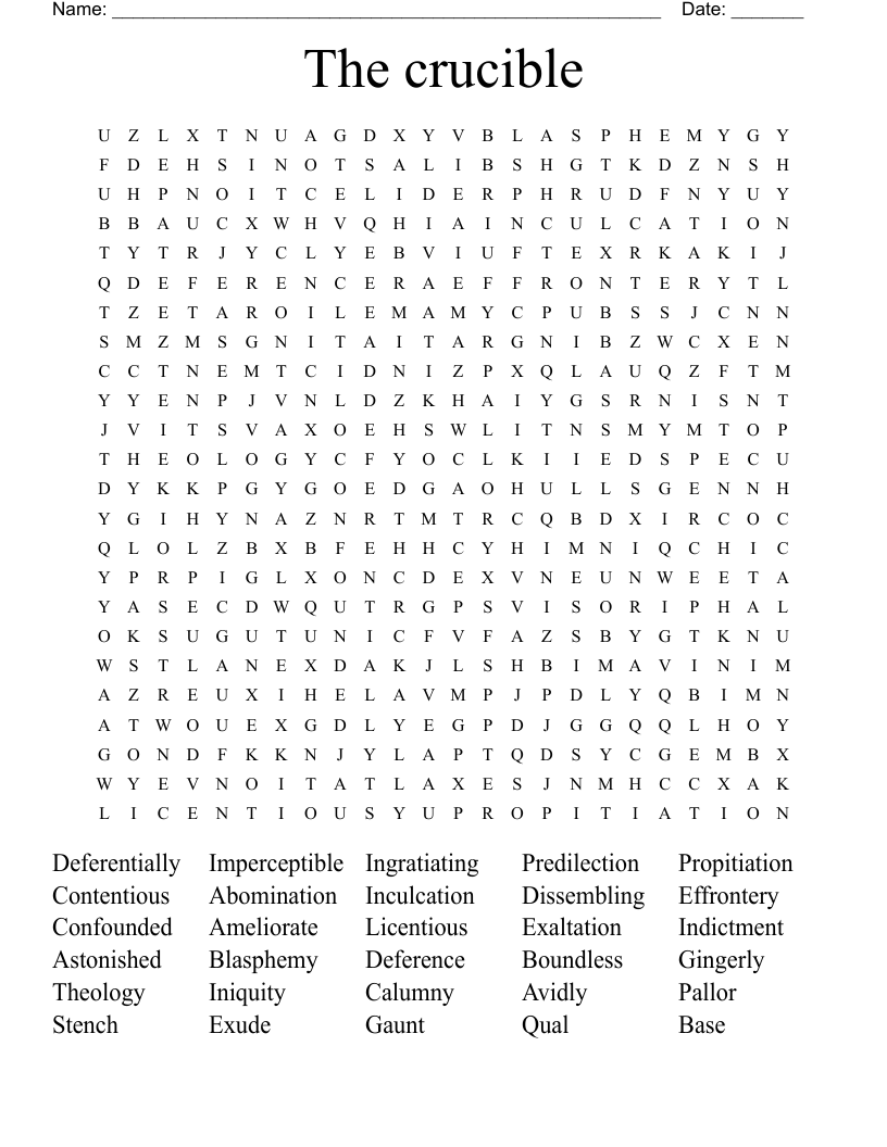 The crucible  Word Search
