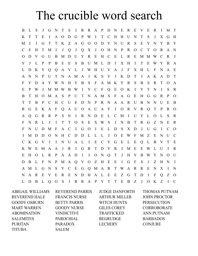The crucible word search