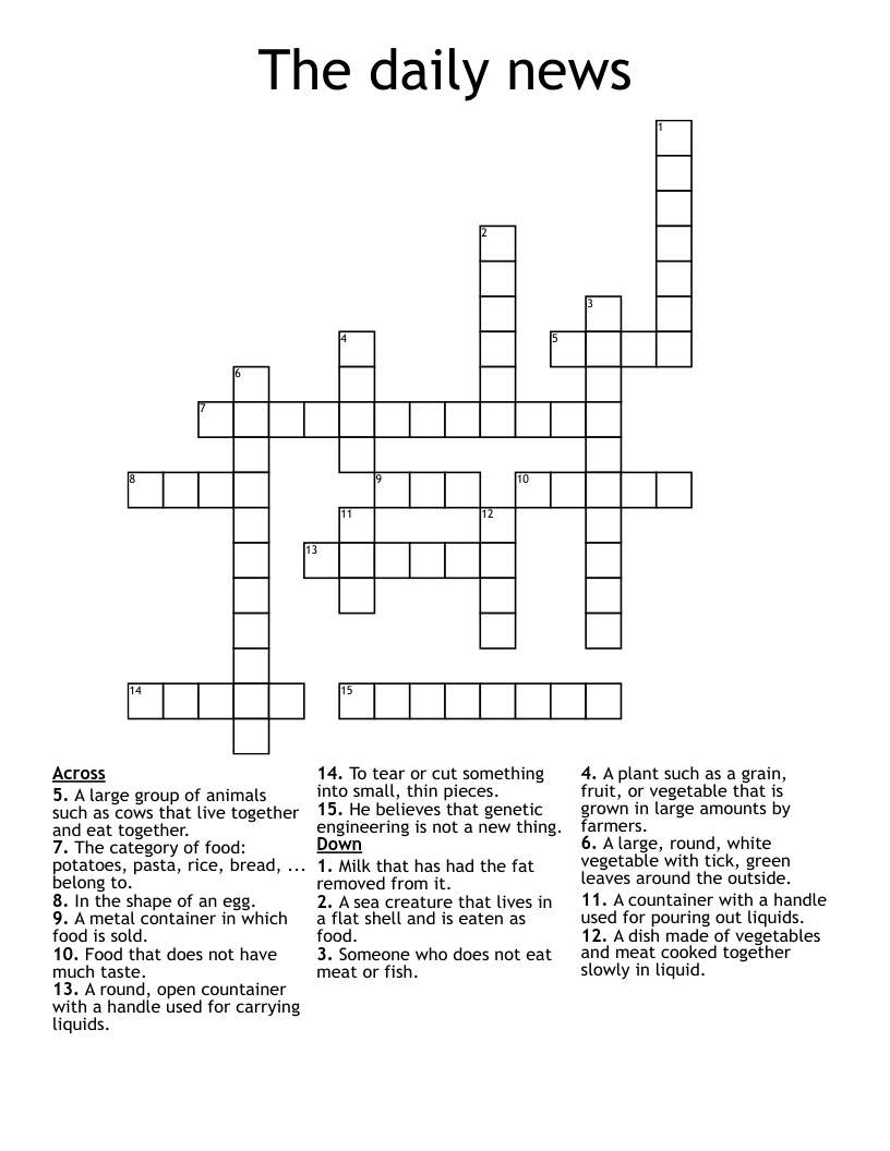 The daily news Crossword
