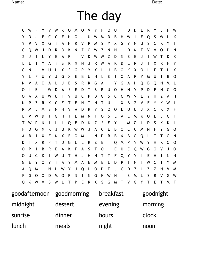 The day Word Search