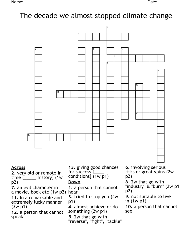 The decade we almost stopped climate change Crossword
