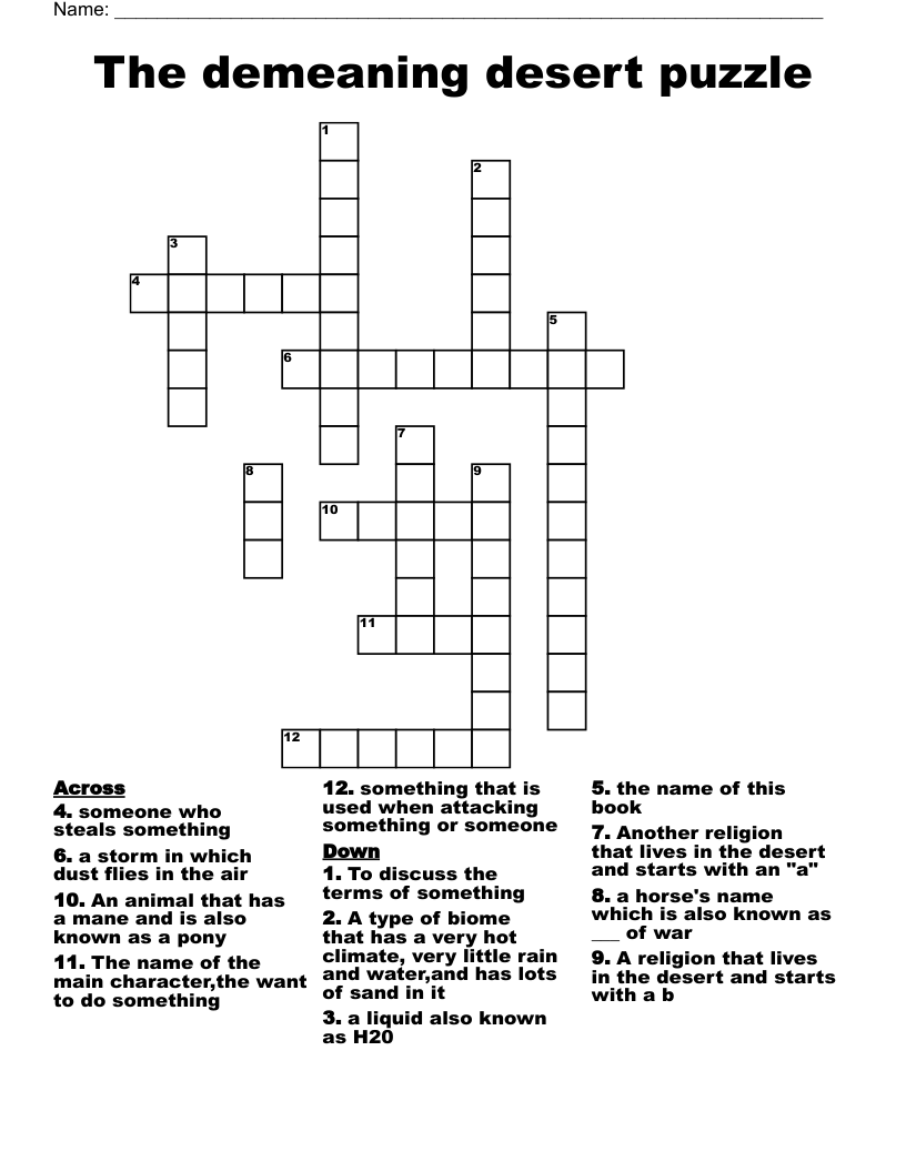 The demeaning desert puzzle Crossword