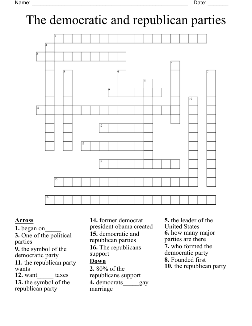 The democratic and republican parties Crossword