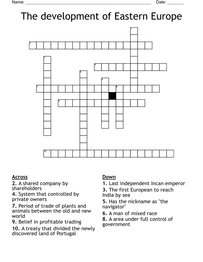 The development of Eastern Europe Crossword