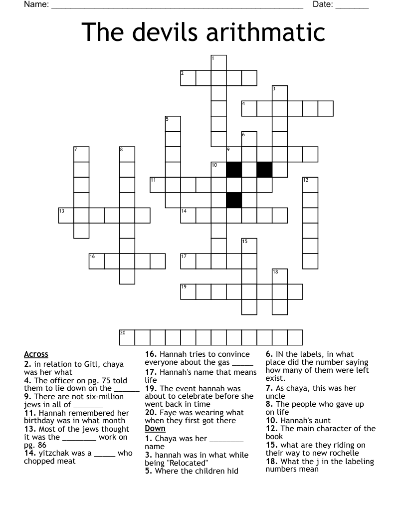 The devils arithmatic Crossword