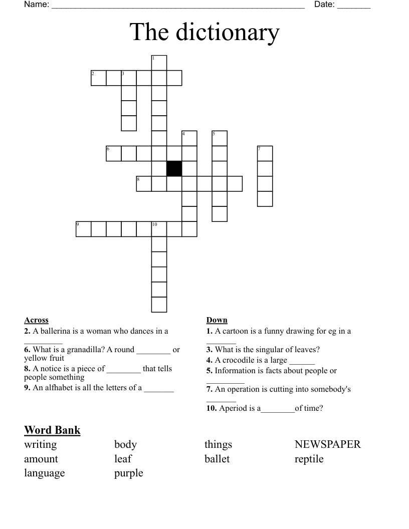 The dictionary  Crossword