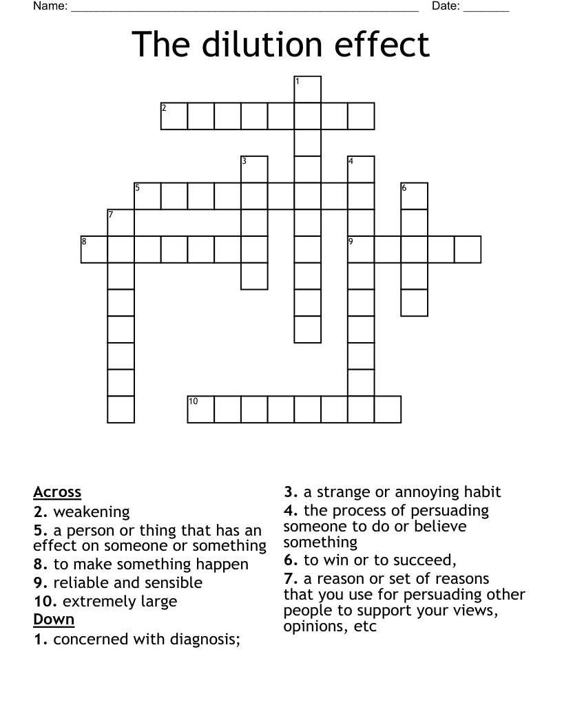 The dilution effect Crossword