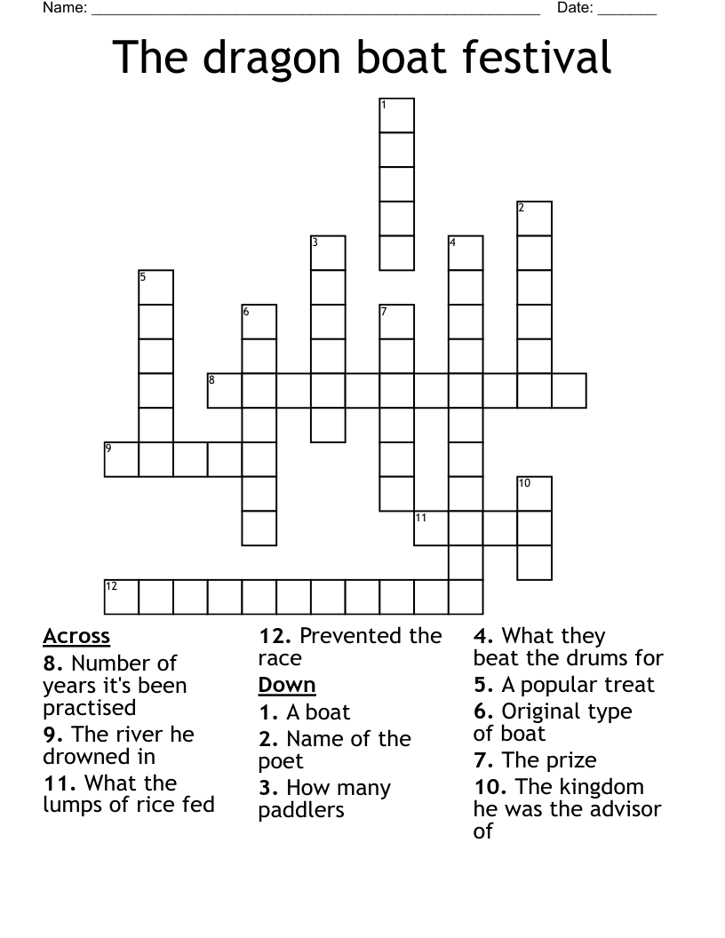 The dragon boat festival Crossword