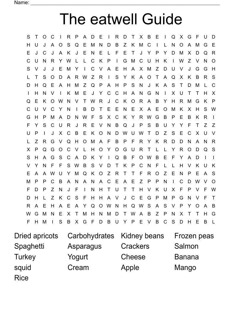 The eatwell Guide  Word Search