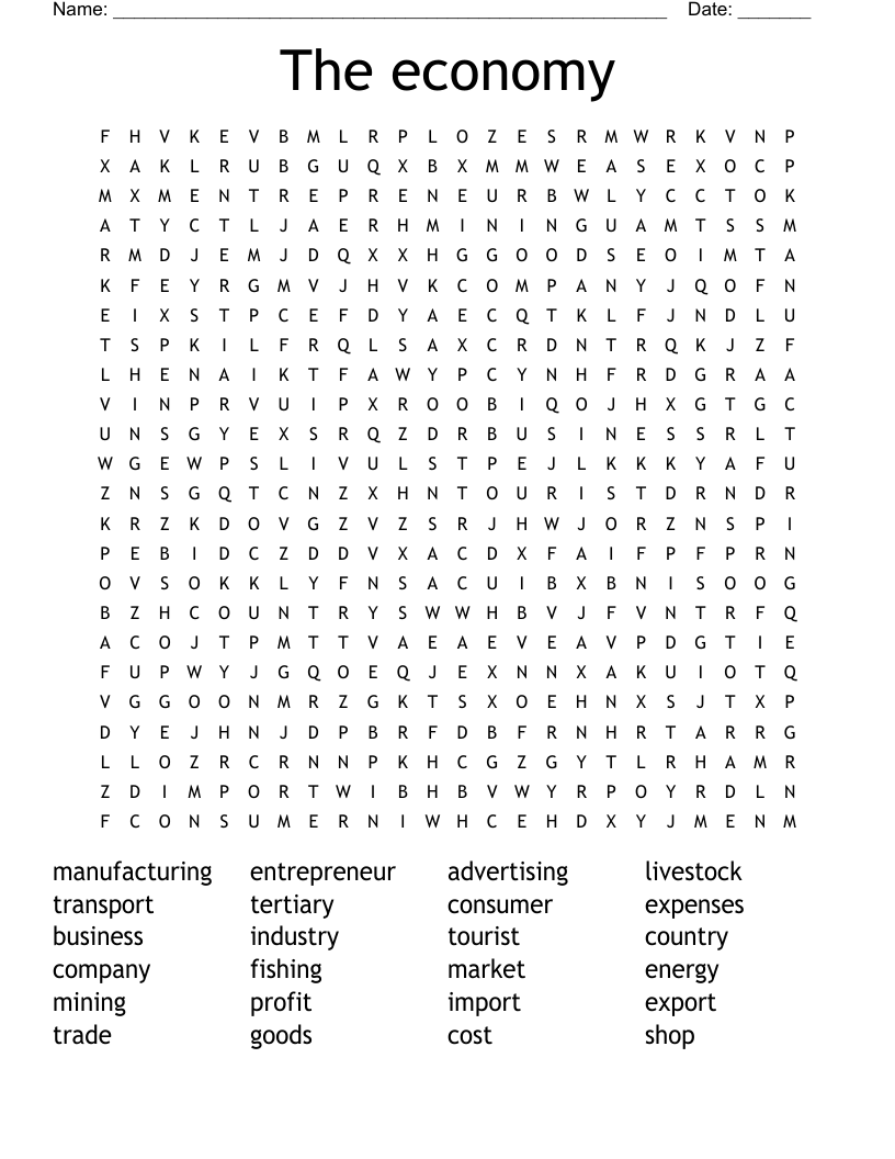 The economy Word Search